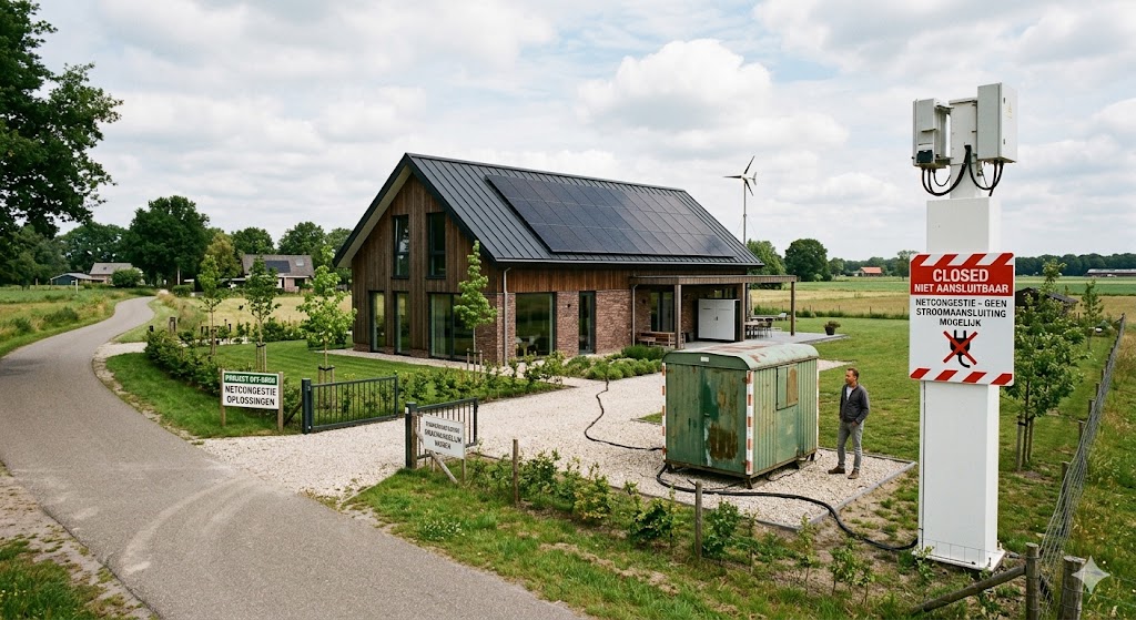 Een huis dat niet is aangesloten op het elektriciteitsnet