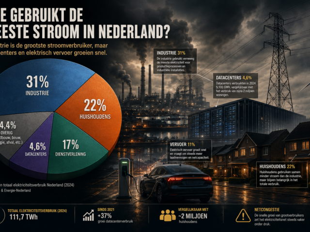De industrie blijft veruit de grootste verbruiker van energie, maar nieuwe grootverbruikers rukken op