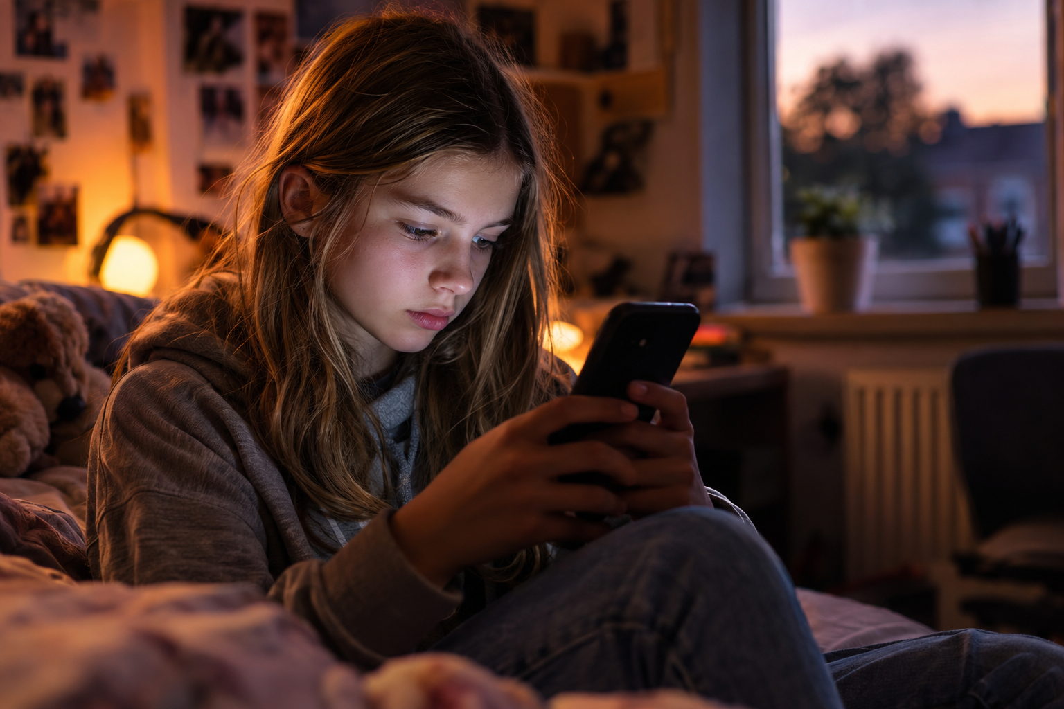 kind met mobieltje
