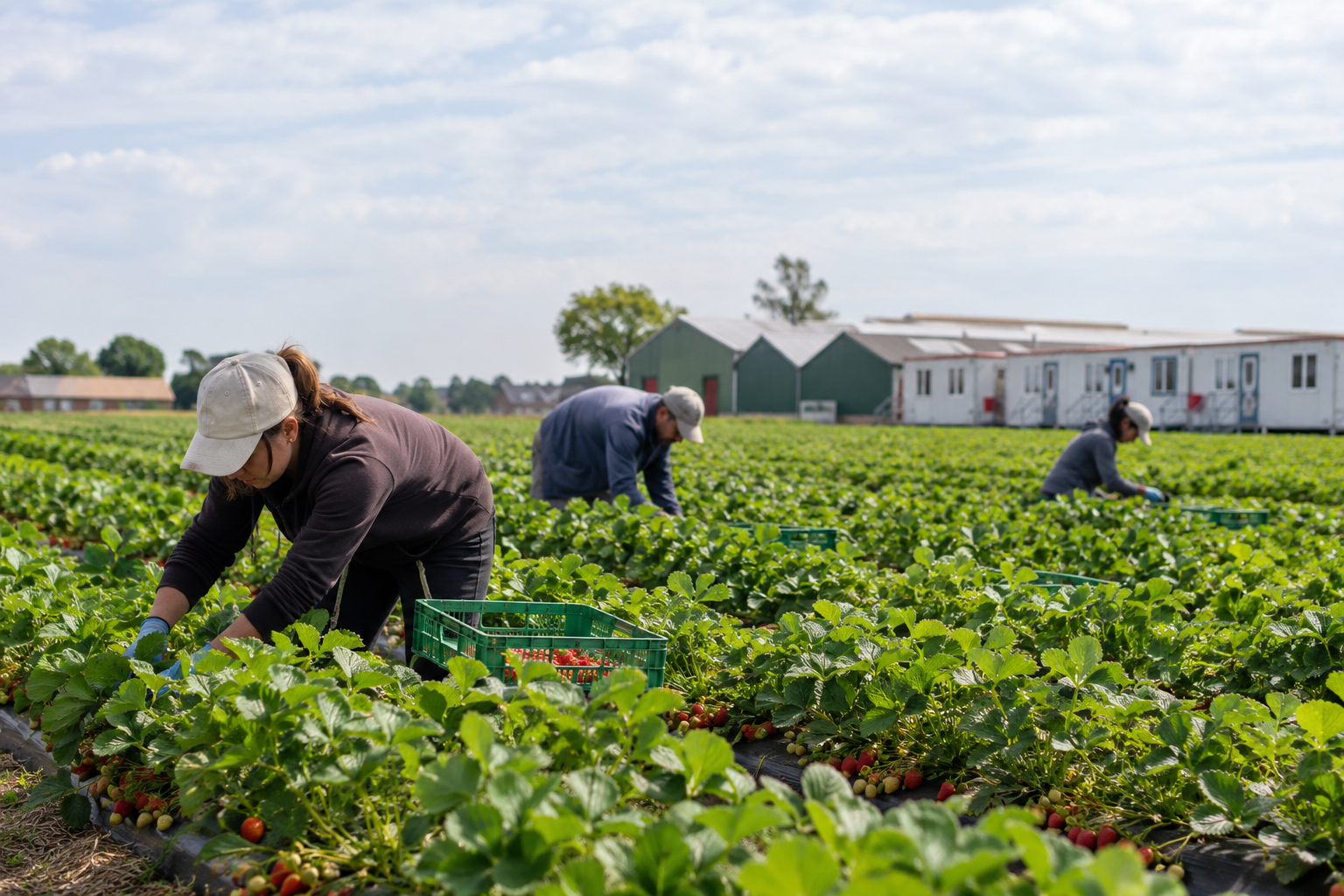 Arbeiders werken op boeren veld